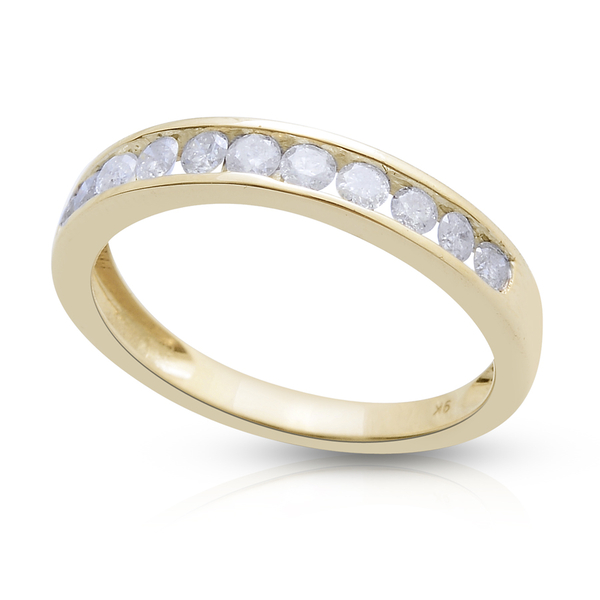 9K Y Gold SGL Certified Diamond (Rnd) (I3/G-H) Half Eternity Band Ring 0.500 Ct.