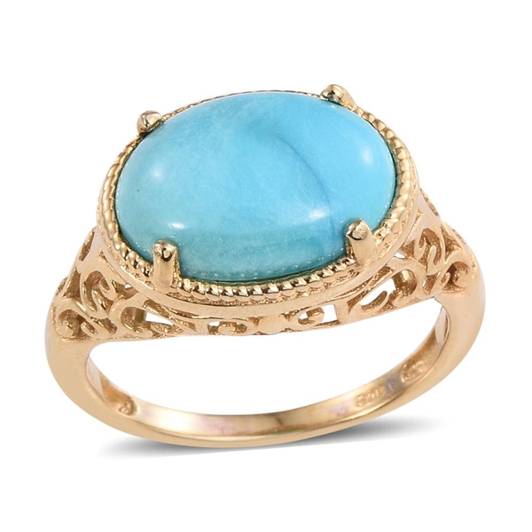 Turquoise (Ovl) Solitaire Ring in ION Plated 18K Yellow Gold Bond 4.500 Ct.