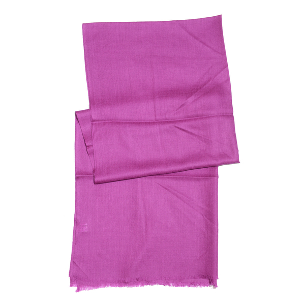 Limited Available -  Super Soft - 100% Cashmere Wool Fuchsia Colour Shawl with Fringes (Size 190x68Cm)