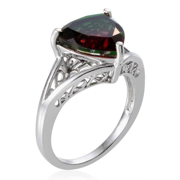 Tourmaline Colour Quartz (Trl) Solitaire Ring in Platinum Overlay Sterling Silver 5.250 Ct.