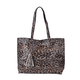 Leopard Pattern Tote Bag with Tasslels and Magnetic Button - Brown