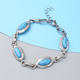 Blue Howlite Station Bracelet (Size 7.5 with 1 inch Extender) in Stainless Steel 8.50 Ct.
