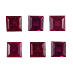 Set of 6 - African Ruby (FF) Square 4 mm 2.68 Ct.