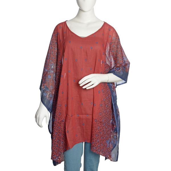 100% Cotton Red, Blue and Multi Colour Printed Kaftan (Free Size)
