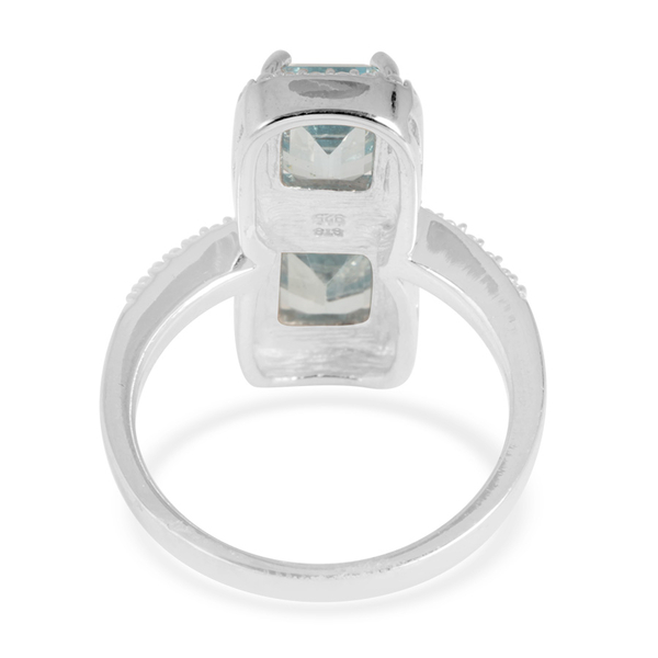Sky Blue Topaz (Oct) Crossover Ring in Rhodium Plated Sterling Silver 4.000 Ct.