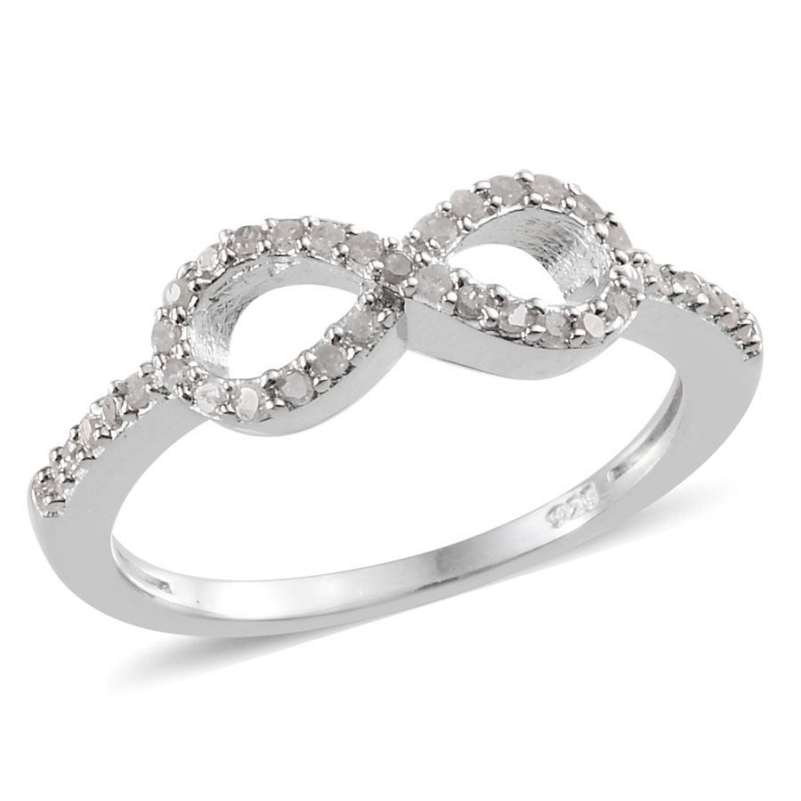 Diamond (Rnd) Infinity Ring in Platinum Overlay Sterling Silver 0.250 Ct.
