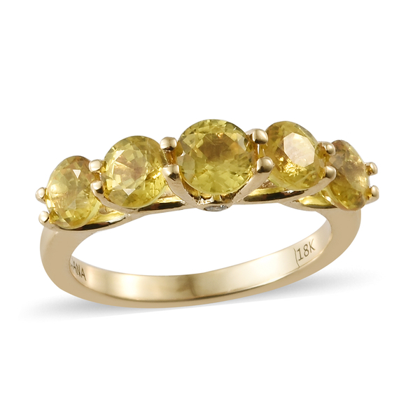 ILIANA 2.6 Ct AAA Yellow Sapphire and Diamond 5 Stone Ring in 18K Gold 3.9 Grams SI GH