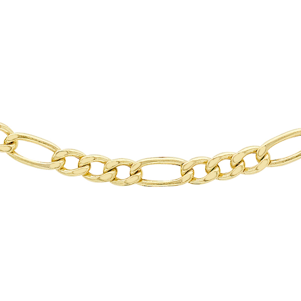 9K Yellow Gold Hollow Figaro Chain (Size 18), Gold wt 3.20 Gms