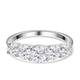 Moissanite 5 Stone Ring in Platinum Overlay Sterling Silver 1.55 Ct.