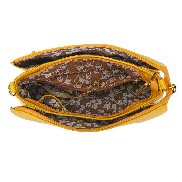 SENCILLEZ Genuine Leather Crossbody Bag with Detachable Strap Yellow 6242344 TJC