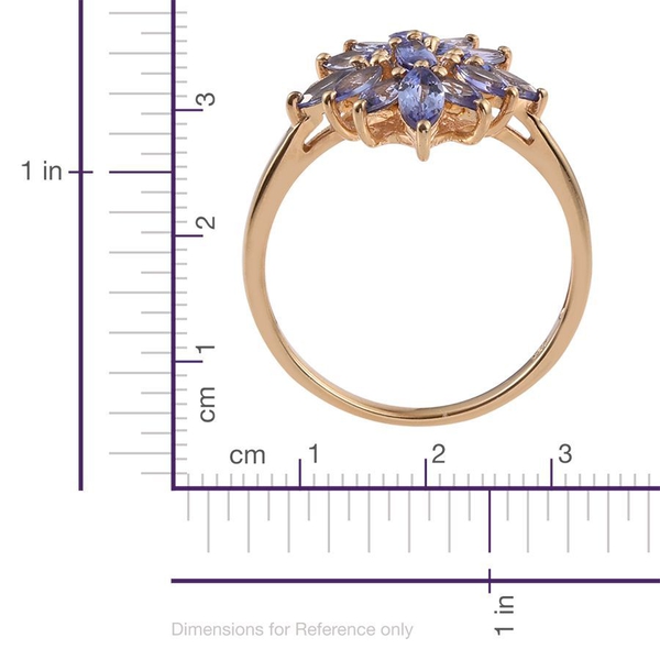 Tanzanite (Mrq) Floral Ring in 14K Gold Overlay Sterling Silver 2.000 Ct.