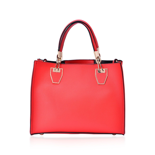 Set of 2 -Bianca Red Colour Large and Small with Adjustable and Removable Shoulder Strap Handbag (Size 31x24x10 Cm, 25x17x9.5 Cm)