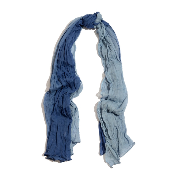 Set of 3 - 100% Cotton Light Blue, Grey, Off White and Pink Colour Scarf (Size 175x110 Cm)