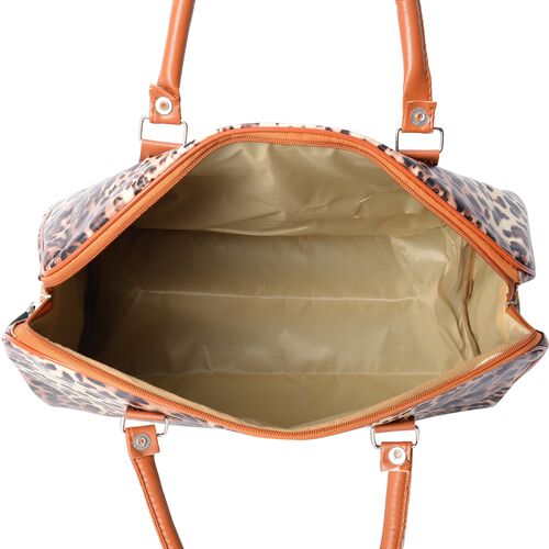 Leopard Pattern Tote Bag with Detachable Shoulder Strap and Zipper Closure (Size 43x20x38 Cm ...