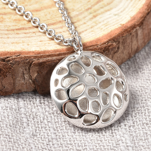 RACHEL GALLEY Disc Collection - Rhodium Overlay Sterling Silver Lattice Disc Locket Pendant with Cha