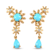 Arizona Sleeping Beauty Turquoise and Natural Cambodian Zircon Dangle Earrings (with Push Back) in Y