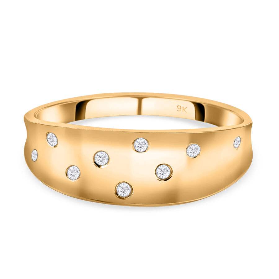 9K Yellow Gold Diamond Ring 0.11 Ct.