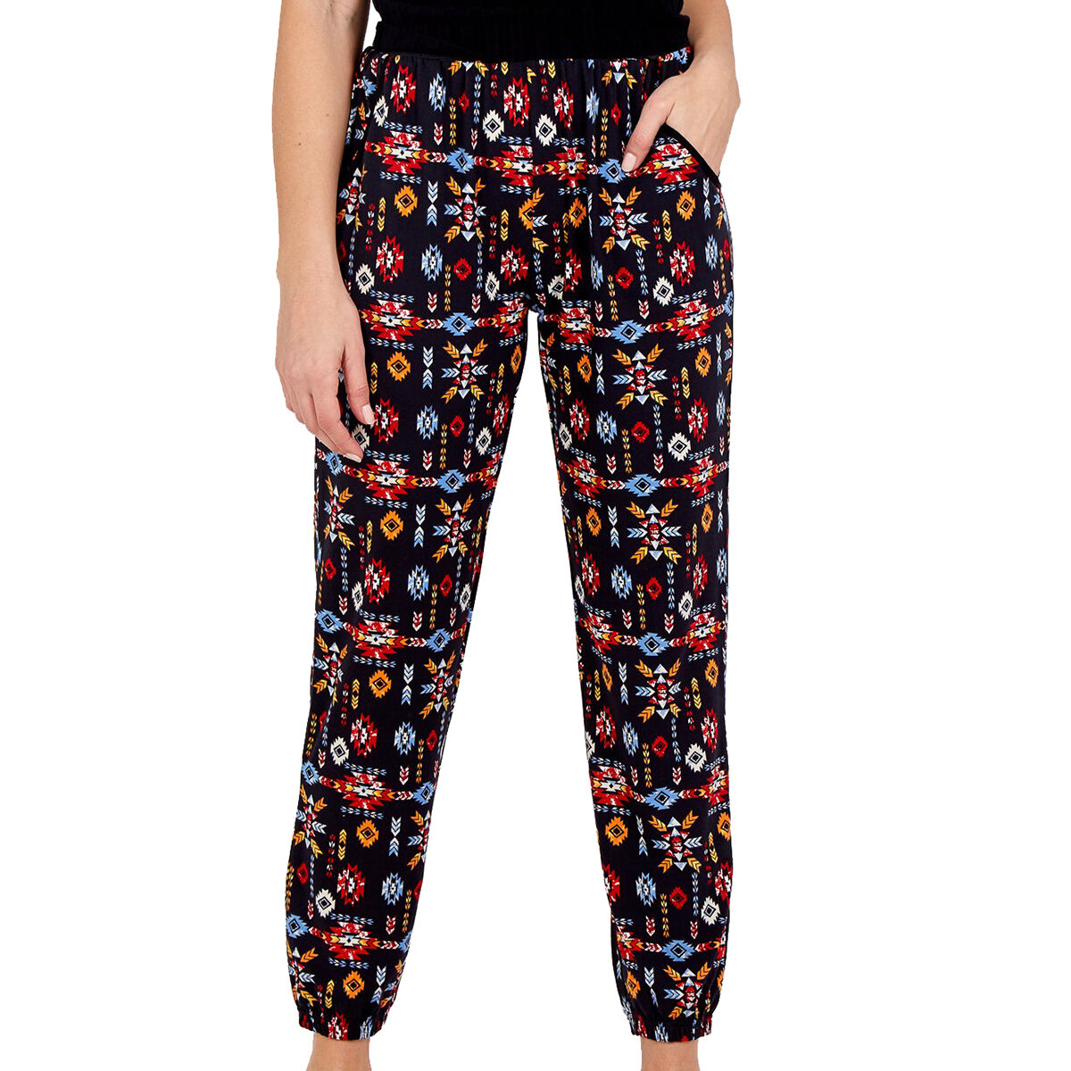 NOVA of London - Aztec Print Soft Touch Joggers in Black