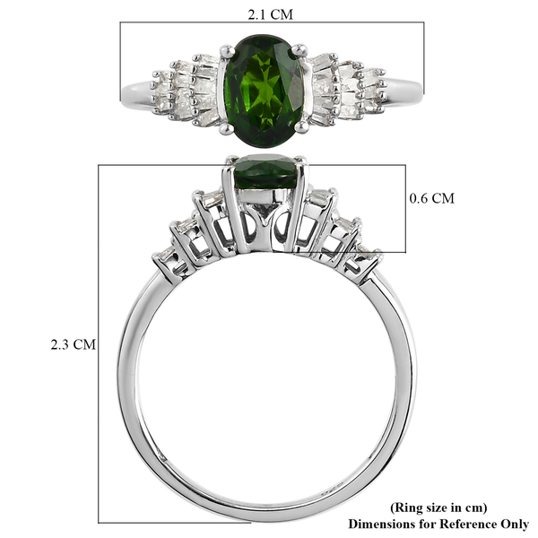 One Time Deal - Chrome Diopside and Diamond Ballerina Ring in Platinum Overlay Sterling Silver 1.00 Ct.