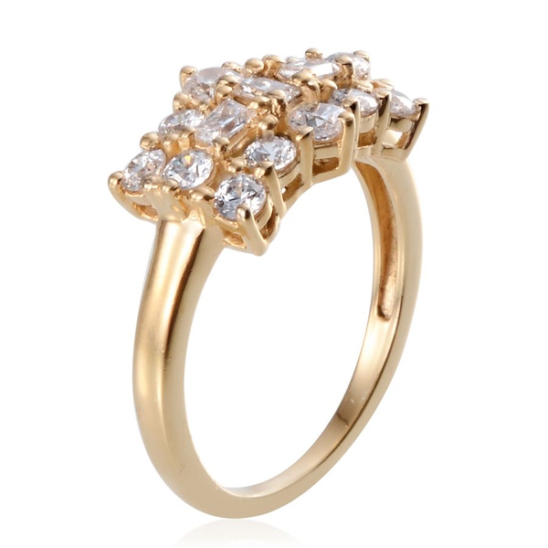 Lustro Stella - 14K Gold Overlay Sterling Silver (Rnd) Ring Made with Finest CZ 1.060 Ct.