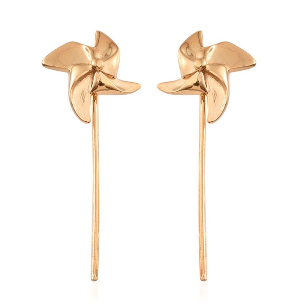 14K Gold Overlay Sterling Silver Origami Pinwheel Earrings (with Push Back), Silver wt  5.05 Gms.