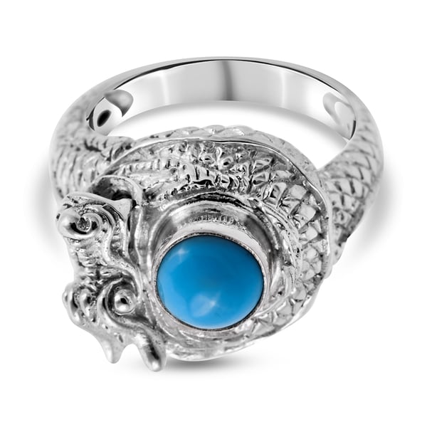 Royal Bali Collection - Arizona Sleeping Beauty Turquoise Ring in Sterling Silver 1.35 Ct, Silver Wt