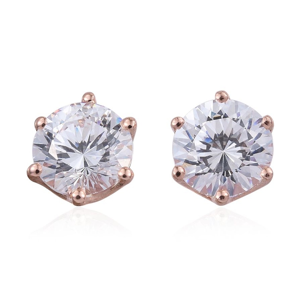 Lustro Stella - Rose Gold Overlay Sterling Silver (Rnd) Stud Earrings (with Push Back) Made with Fin