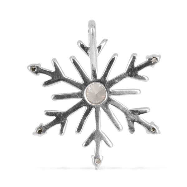 ELANZA AAA Simulated Diamond (Rnd) Snowflake Pendant in Platinum Overlay Sterling Silver