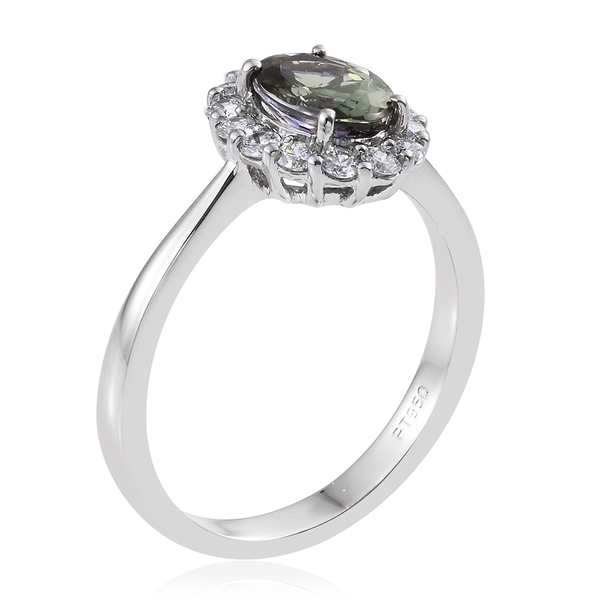 Collectors Edition- RHAPSODY 950 Platinum AAAA Green Tanzanite (Ovl 1.60 Ct), Diamond (VS-E-F) Ring 2.000 Ct.