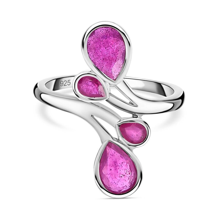 African Ruby  Fancy Ring in Platinum Overlay Sterling Silver 2.02 ct  2.326  Ct.