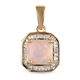 Asscher Cut Ethiopian Welo Opal and Diamond Halo Pendant in 14K Gold Overlay Sterling Silver 1.15 Ct