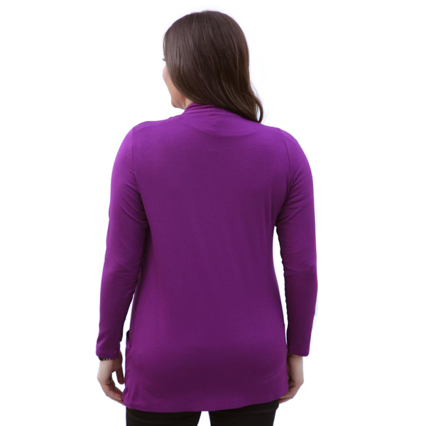 TAMSY Jersey Cardigan with Pockets (Size 10) - Purple