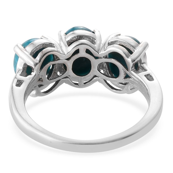 Natural Rare Opalina (Ovl) Trilogy Ring in Platinum Overlay Sterling Silver 3.000 Ct.