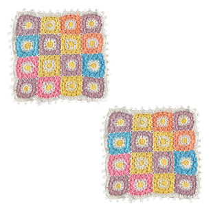 Set of 2 - 100% Cotton Crochet Cushion Cover with Zipper Closure (Size 16 Cm)
