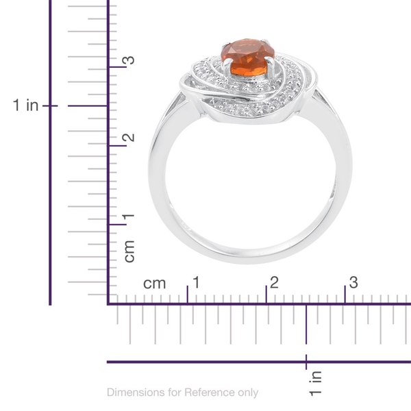 Jalisco Fire Opal (Ovl), Natural Cambodian Zircon Ring in Platinum Overlay Sterling Silver 1.250 Ct.