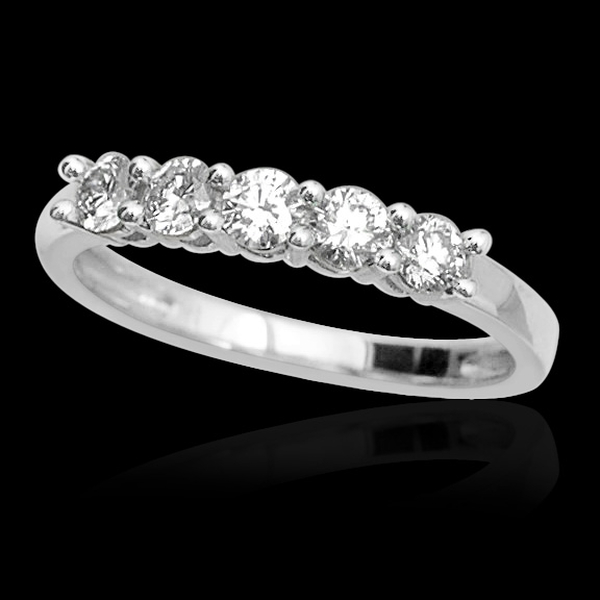 ILIANA 18K W Gold IGI Certified Diamond (Rnd) (SI/ G-H) 5 Stone Ring 0.500 Ct.