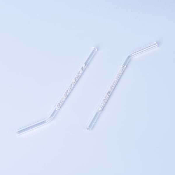 Set of 2 - Clear Quartz and Natural Gem Crystal Drinking Straw with Gift Box (Size 18, 2.9x0.35inch)