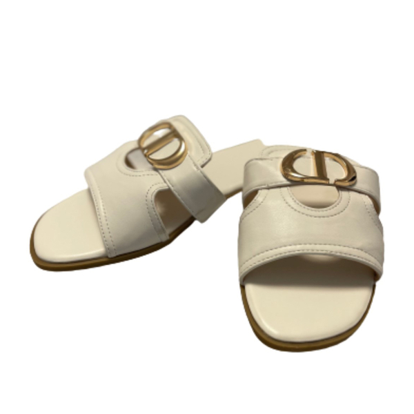 Close Out Deal- Suede Crossover Circle Mule Sandal   - White