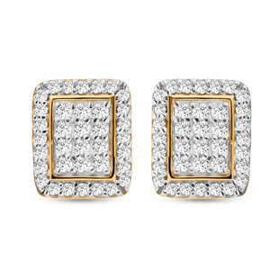 White Diamond Stud Earrings (With Push Back) in Yellow Gold Overlay Sterling Silver 0.480 Ct.