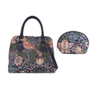Signare Tapestry - 2 Piece Set Strawberry Thief Design Convertible Handbag with Free Matching Cosmet