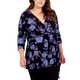 Nova of London Curve Floral Fixed Wrap Top in Black (Size 18-20)