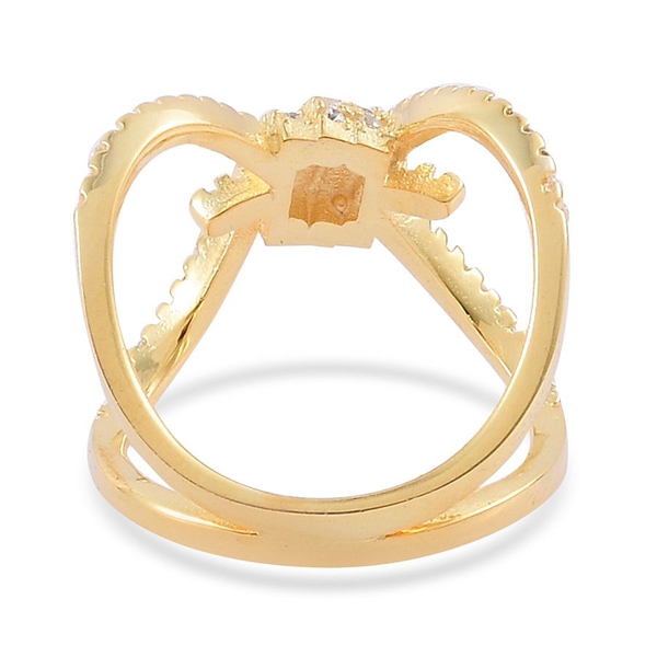 ELANZA AAA Simulated White Diamond Ring in Yellow Gold Overlay Sterling Silver