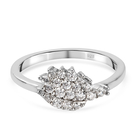 Lustro Stella Platinum Overlay Sterling Silver Ring (Size R) Made with Finest CZ