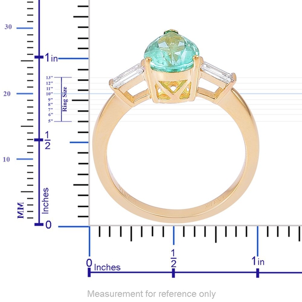 ILIANA 18K Y Gold AAA Boyaca Colombian Emerald (Pear 1.75 Ct), Diamond (SI-G-H) Ring 2.000 Ct.