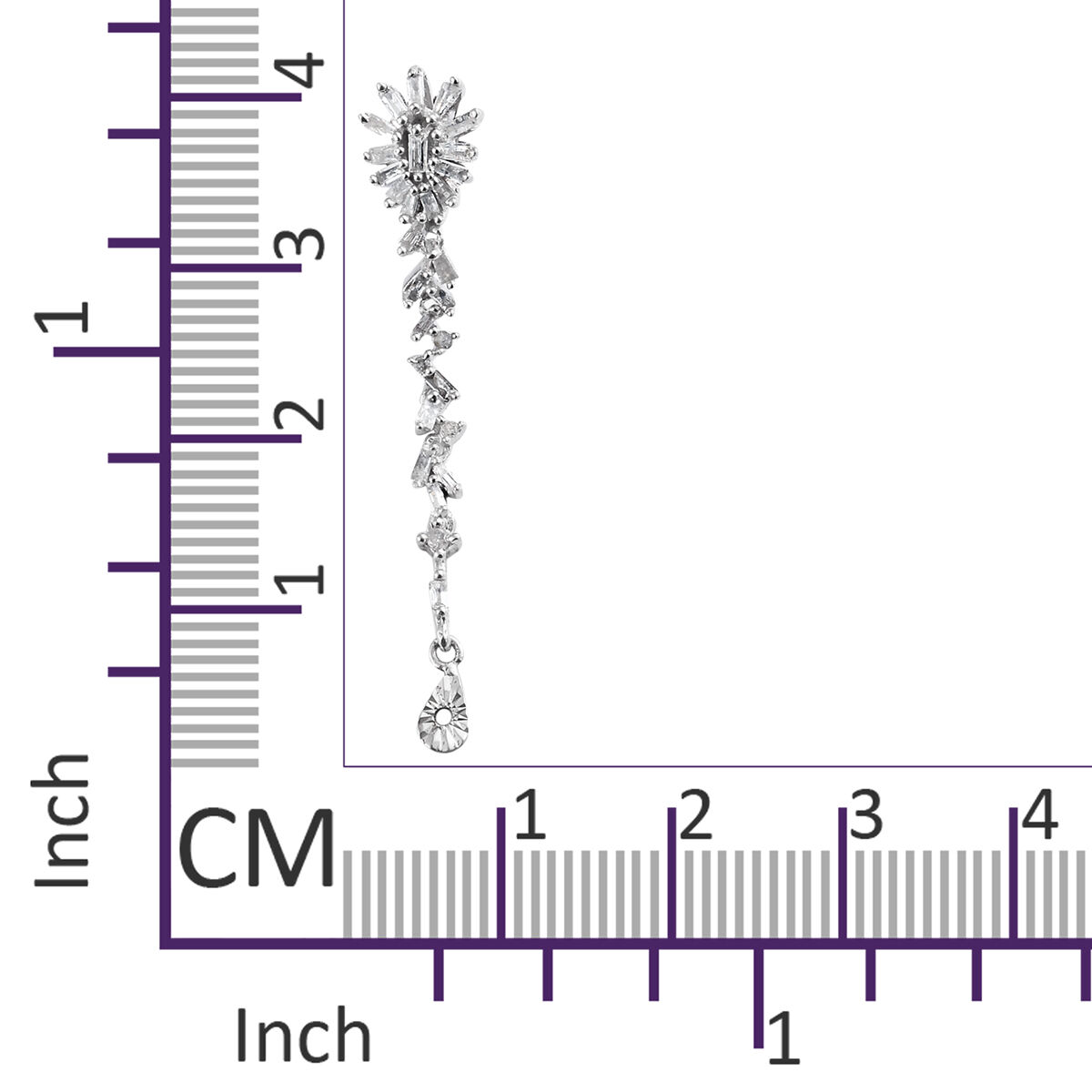 GP Diamond (Rnd and Bgt), Blue Sapphire Earrings (with Push Back) in Platinum Overlay Sterling Silver 0.540 Ct.