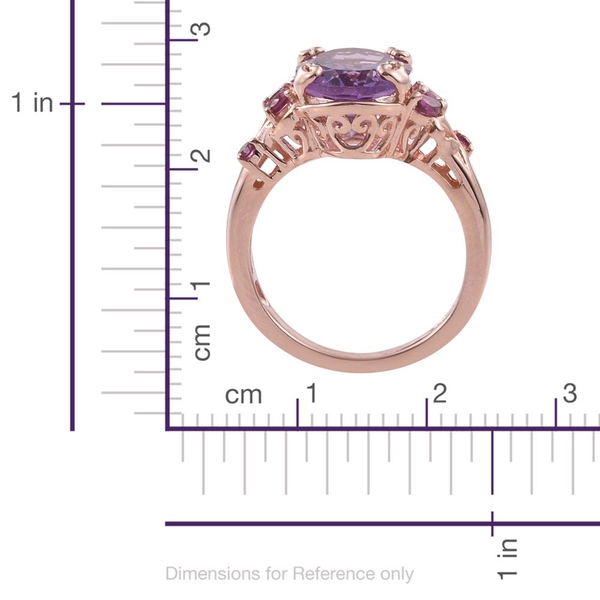 Rose De France Amethyst (Ovl 5.30 Ct), Rhodolite Garnet Ring in Rose Gold Overlay Sterling Silver 5.750 Ct.