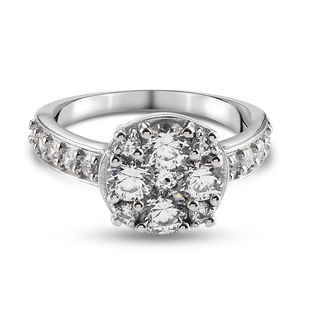 Lustro Stella Platinum Overlay Sterling Silver Ring Made with Finest CZ 2.90 Ct.