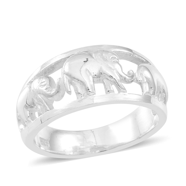 Thai Sterling Silver Elephant Band Ring, Silver wt 6.66 Gms.