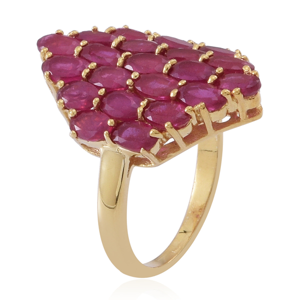 African Ruby (Ovl) Cluster Ring in 14K Gold Overlay Sterling Silver 8.000 Ct.