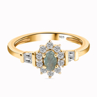 Natural Alexandrite and Natural Cambodian Zircon Ring (Size L) in 14K Gold Overlay Sterling Silver